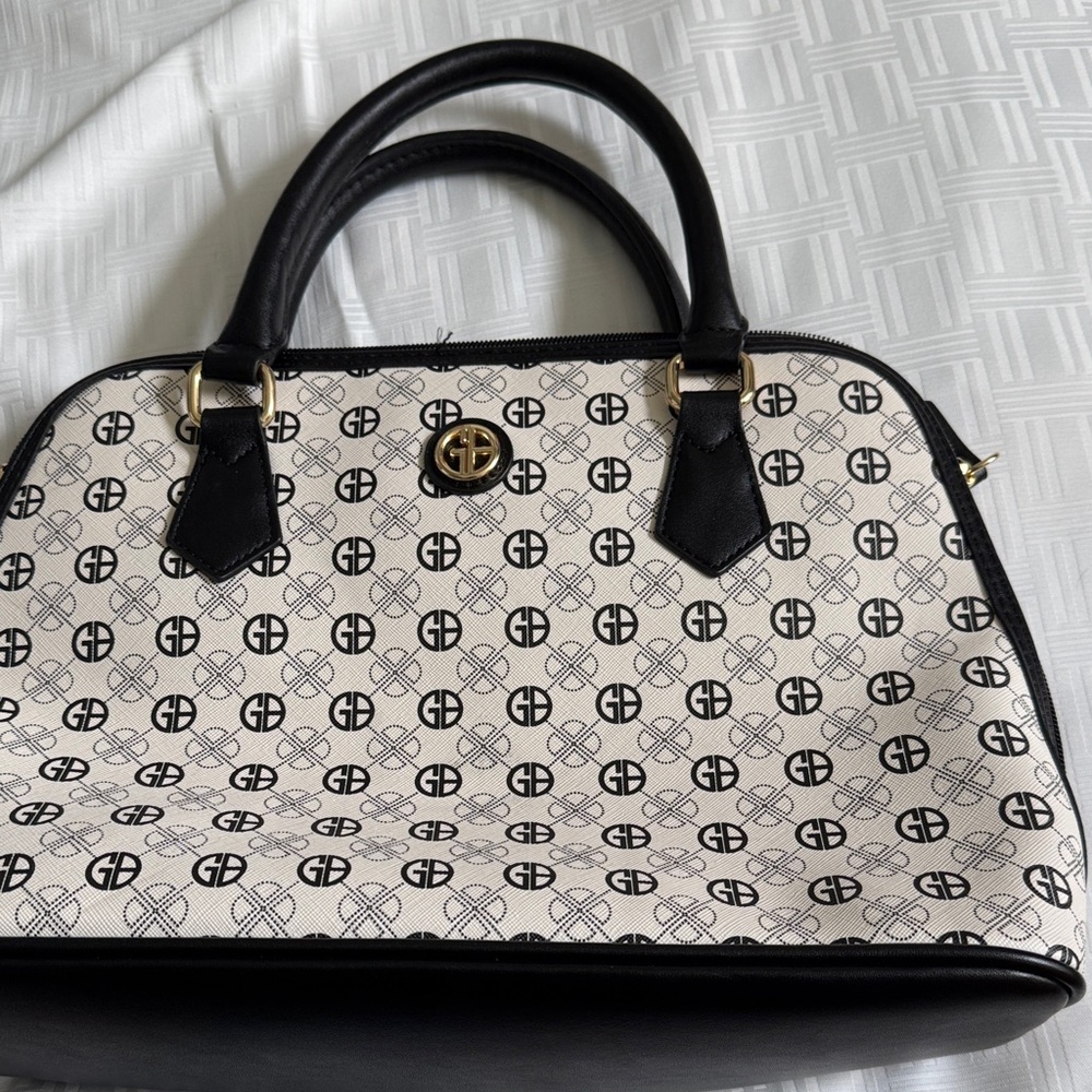 Gianni Bini Monogram Black and Cream Satchel. Like new. No stains or marks.